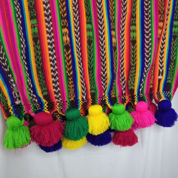 Vintage Tablecloth Blanket Throw Knit Indigenous Striped Boho - Picture 7 of 14